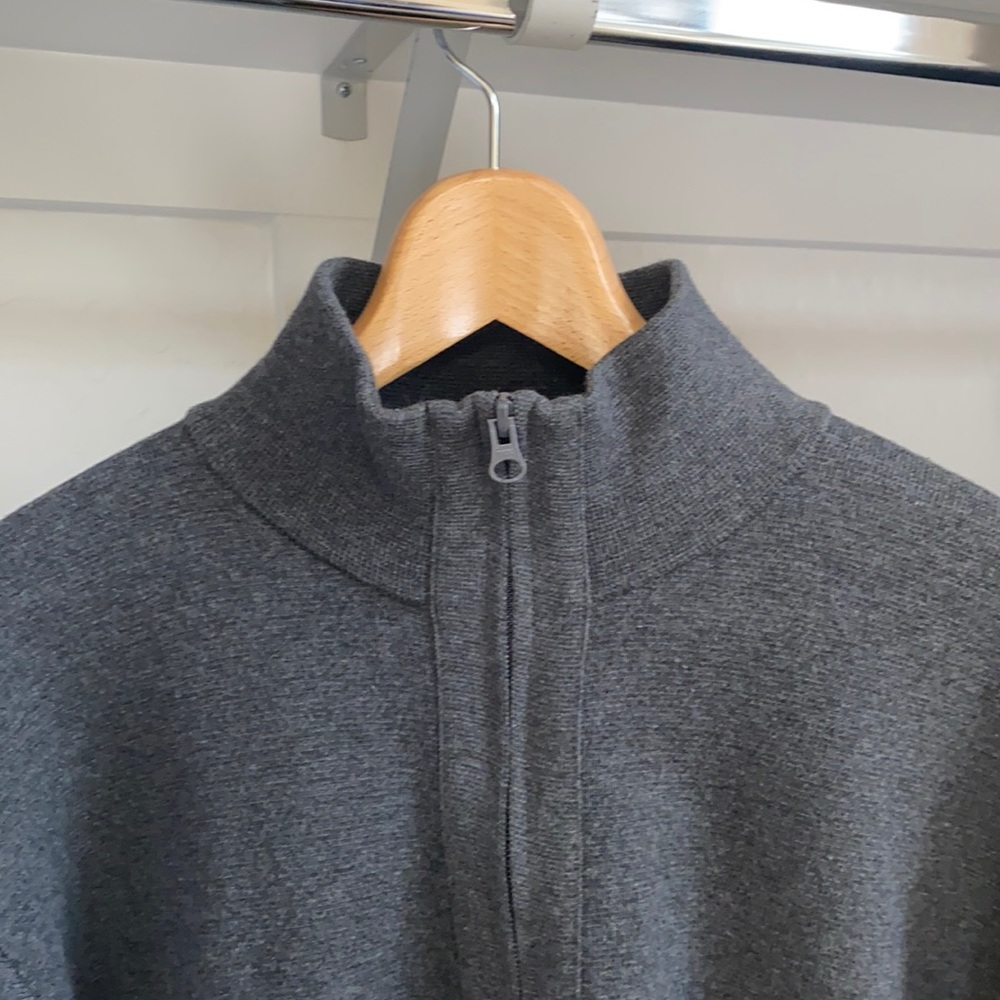 Men's Charcoal Gray Zip-Front Sweater